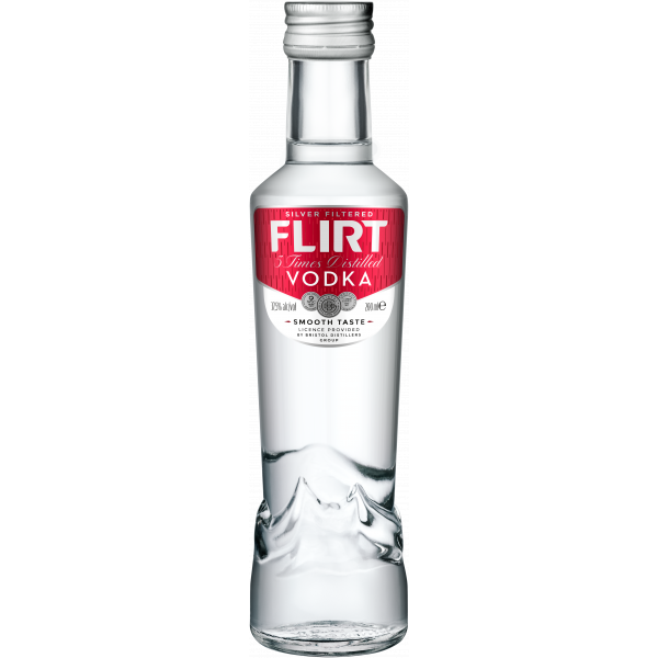 Flasche Flirt Vodka, bulgarischer Wodka Silber destilliert 37,5 % Alkohol, 200 ml