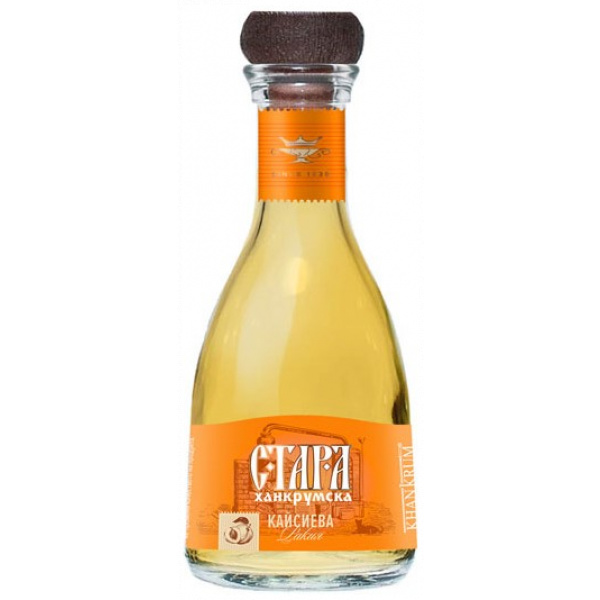 Flasche Khan Krum Stara Kaisieva Rakia, bulgarischer Aprikosen Schnaps alt mit 37,5 % Alkohol, 200 ml