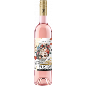 Flasche Verano Azur Fusion Erdbeere & Brombeere, ein bulgarischer Weinmix aus Roséwein mit Fruchtsaft aus Erdbeeren und Brombeeren 7,5% Alkohol, 750ml