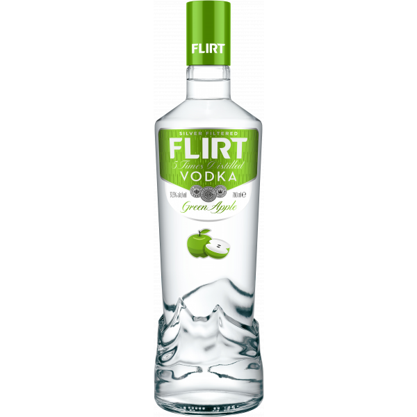 Flasche Flirt Vodka Green Apple, Wodka aus Bulgarien mit grünem Apfel Geschmack 37,5 % Alkohol, 700 ml