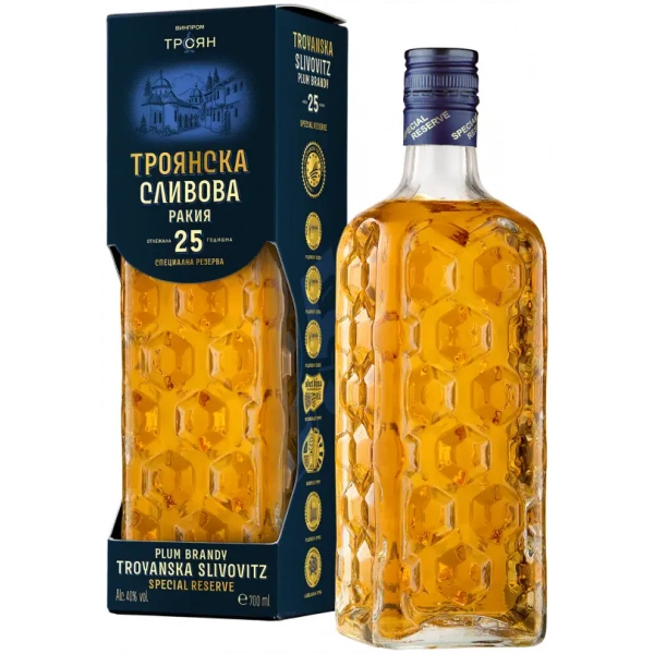 Flasche Troyanska Slivovitz 25 godishna Special Reserve Slivova Rakiya, bulgarischer Pflaumen Schnaps 25 Jahre gereift Premium Pflaumenbrandy