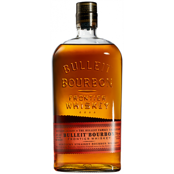 Bulleit Bourbon Frontier Whiskey, 0,7-Liter-Flasche, charakteristisch für würzige Noten und sanfte Vanille – perfekt für Whiskey-Liebhaber.