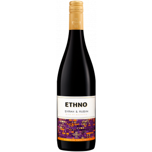 Flasche Ethno Syrah und Rubin, bulgarischer Rotwein aus Vinprom Karnobat