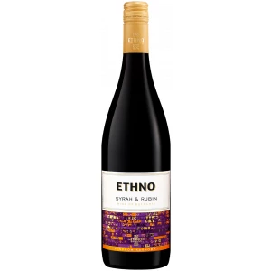 Flasche Ethno Syrah und Rubin, bulgarischer Rotwein aus Vinprom Karnobat