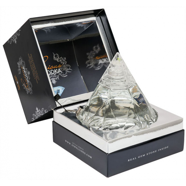 Flasche in Geschenkverpackung Luxury Precious Vodka mit einem Edelstein, Wodka aus Bulgarien mit Geschenk Box