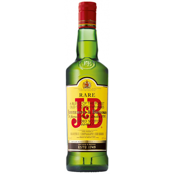 J. & B. Rare Blend of Speyside Malts Whisky, 0,7-Liter-Flasche, ikonische grüne Verpackung, bekannt für seinen weichen Geschmack – ideal für Cocktails und Pur-Genuss.
