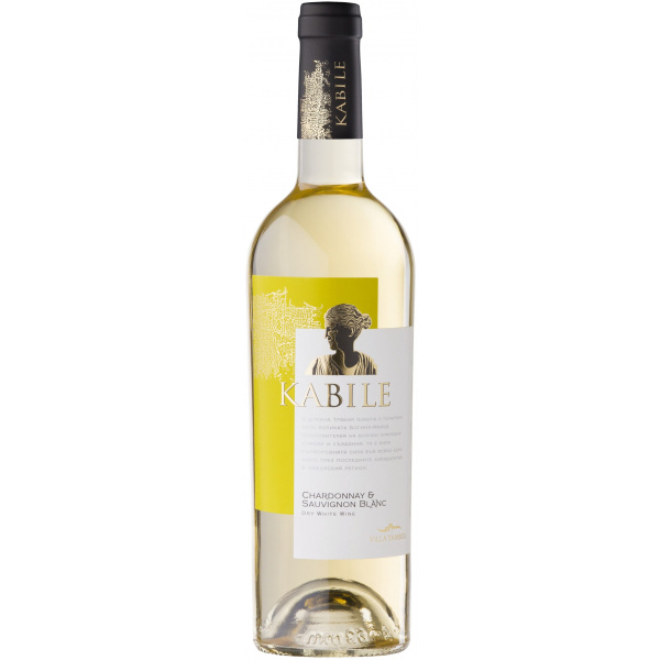 Flasche Kabile Chardonnay und Sauvignon Blanc, bulgarischer trocken Weißwein