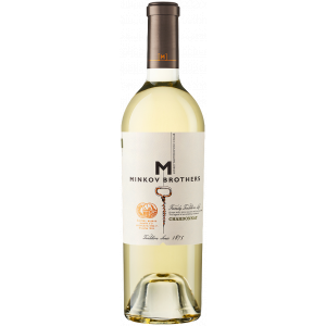 Flasche Minkov Brothers Chardonnay, bulgarischer Weißwein aus dem Thrakischen Tal