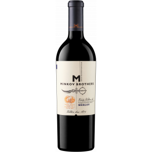 Flasche Minkov Brothers Merlot, bulgarischer Rotwein aus dem Thrakischen Tal