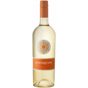 Pentagram Pinot Gris Weißwein aus der Black Sea Gold Weinkellerei in Pomorie – frischer und zarter Wein mit auffälligem orangefarbenem Etikett.