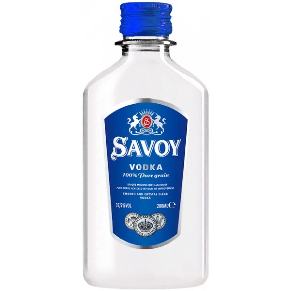 Flasche Vodka Savoy, bulgarischer Wodka 37,5 % Alkohol 200 ml