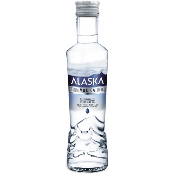 Flasche Alasaka Vodka, bulgarischer kristallklarer Wodka mit 37,5% Alkohol, 200 ml