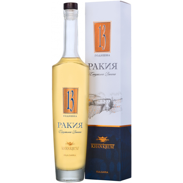 Flasche Khan Krum 13 godishna Grozdova Rakia, bulgarischer Trauben Schnaps 13 Jahre gereift mit 40 % Alkohol, 500 ml