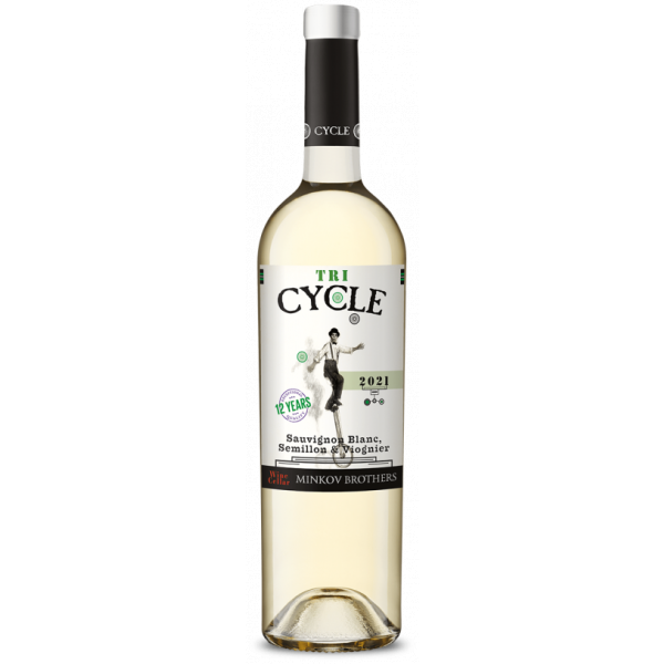 Flasche TriCycle Sauvignon Blanc, Semillon & Viognier, bulgarischer Weißwein