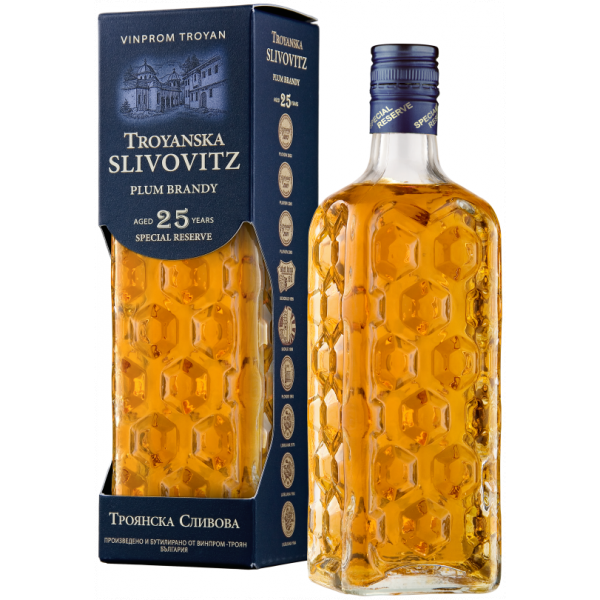 Flasche Troyanska Slivovitz 25 godishna Special Reserve Slivova Rakiya, bulgarischer Pflaumen Schnaps 25 Jahre gereift Premium Pflaumenbrandy