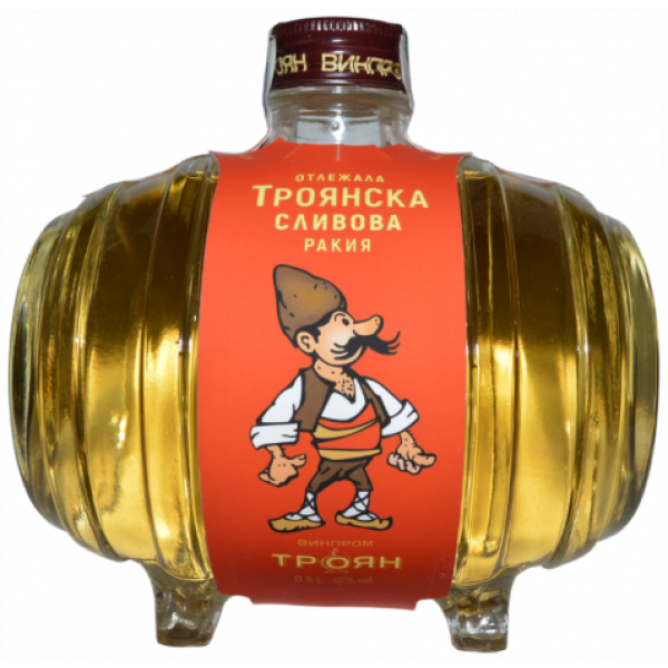 Troyan Aged Pflaumen Rakia von Vinprom Troyan, gereift in Glasfass-Formflasche, bulgarischer Pflaumenschnaps mit 40 % Alkohol, traditionell hergestellt