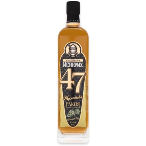Flasche Muskatova Rakia Isperih 47, bulgarischer Muskat-Rakia mit 47 % Alkohol, gereift in Sherry-Eichenfässern
