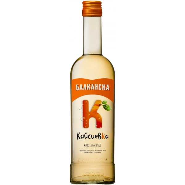 Flasche Balkanska Aprikose, bulgarischer Spirituosengetränk mit 38 % Alkohol, 700 ml