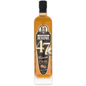 Flasche Isperih 47 Aprikosen Rakia – gereifter bulgarischer Aprikosenbrand, 3 Jahre in Strandzha-Eiche gereift, 0,7 L, 47 % vol., Grand Gold Award 2022.