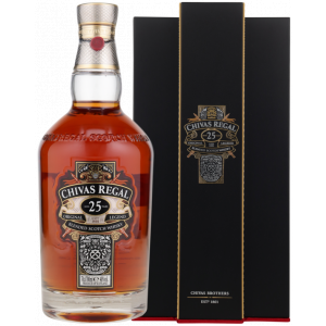 Flasche Chivas Regal 25 Years Old Blended Scotch Whisky mit Geschenkbox – 25 Jahre gereift, 0,7 L, 40 % vol., Luxuswhisky aus Schottland.